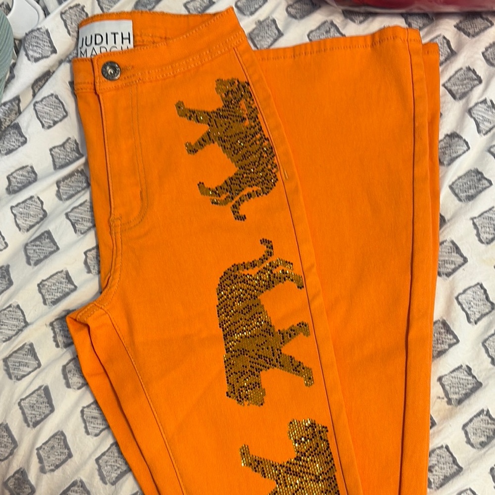 Judith March Bright Orange tiger Pants worn once!